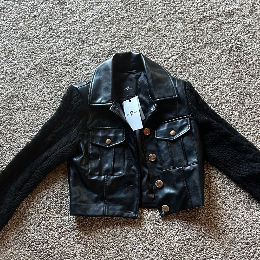 7 For All Mankind Black Leather Jacket
